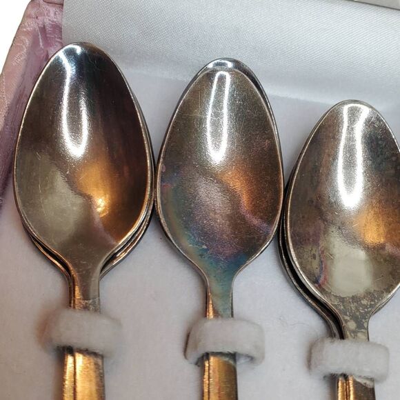 Vintage Soviet Era Alma-Ata Souvenir Nickel Silver Melchior Spoons Set of 12 wit - Picture 5 of 6
